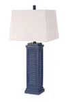 Homezia Set Of Two 32" Blue Shutter Usb Table Lamps With White Square Shades