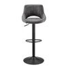 Homezia Set Of Two 32" Gray And Black Faux Leather And Steel Swivel Low Back Adjustable Height Bar Chairs