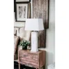 Homezia Set Of Two 32" White Seahorse Shutter Usb Table Lamps With White Square Shades