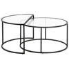 Homezia Set Of Two 35" White And Gold Faux Marble And Steel Round Nested Coffee Tables