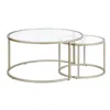 Homezia Set Of Two 35" Silver Glass And Steel Round Nested Coffee Tables
