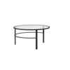 Homezia Set Of Two 36" Clear And Black Glass And Steel Round Nested Coffee Tables