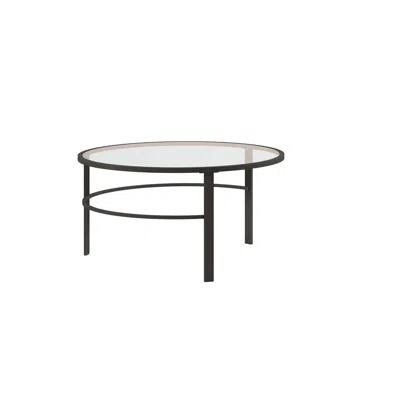 Homezia Set Of Two 36" Clear And Black Glass And Steel Round Nested Coffee Tables In Blue