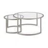 Homezia Set Of Two 35" White And Gold Faux Marble And Steel Round Nested Coffee Tables