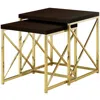 Homezia Set Of Two 41" Gold And Brown Nested Tables