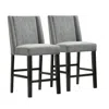 Homezia Set Of Two 42" Charcoal And Espresso Solid Wood Bar Chairs