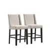 Homezia Set Of Two 42" Fawn And Espresso Iron Bar Chairs