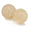 Homezia Set Of Two 5" Gold And Faux Crystal Bling Spheres