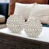 Homezia Set Of Two 5" Silver And Clear Faux Crystal Decorative Orb Sculptures