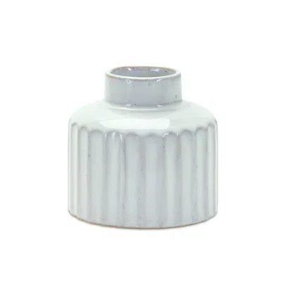 Homezia Set Of Two 5.25" Porcelain White Round Table Vase