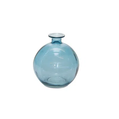 Homezia Set Of Two 6" Blue Glass Round Table Vases