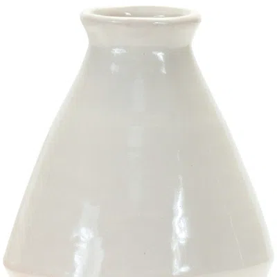 Homezia Set Of Two 6.25" Terracotta White Round Table Vase