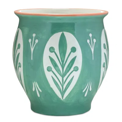 Homezia Set Of Two 7" Yellow Ceramic Round Pot Planter
