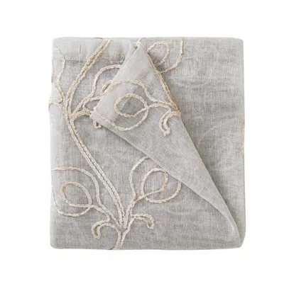 Homezia Set Of Two 84" Beige Boho Embroidered Window Panels In Gray