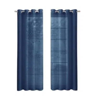 Homezia Set Of Two 84" Blue Solid Modern Window Panels