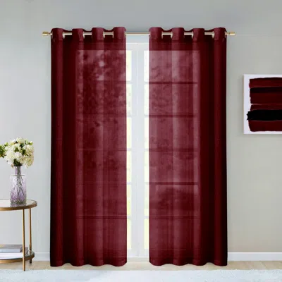 Homezia Set Of Two 84" Burdy Solid Modern Window Panels In Burgundy