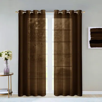 Homezia Set Of Two 84" Chocolate Solid Modern Window Panels In Brown