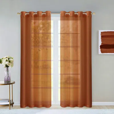 Homezia Set Of Two 84" Rust Solid Modern Window Panels In Black