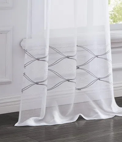 Homezia Set Of Two 84" White Wave Embroidered Window Panels