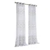 Homezia Set Of Two 96" Gold And White Semisheer Curtains
