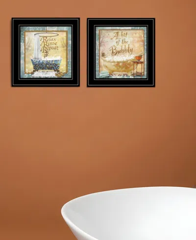 Homezia Set Of Two A Bit Of Bubbly 2 Black Framed Print Bathroom Wall Art