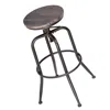 Homezia Set Of Two Adjustable Height Brown And Black Steel Swivel Backless Counter Height Bar Chairs