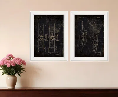 Homezia Set Of Two Airplane Patent I And Ii 1 White Framed Print Wall Art