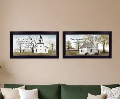 Homezia Set Of Two Amazing Grace 1 Black Framed Print Wall Art In Blue