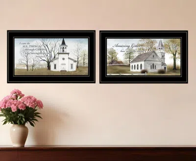 Homezia Set Of Two Amazing Grace 4 Black Framed Print Wall Art In Multi