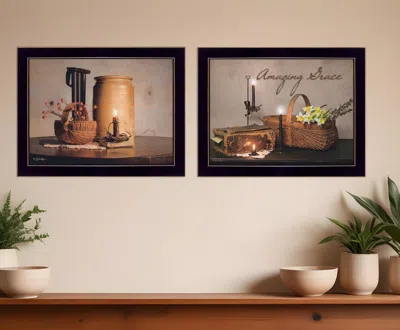 Homezia Set Of Two Amazing Grace Americana Black Framed Print Wall Art