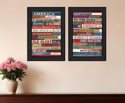 Homezia Set Of Two America Proud I Black Framed Print Wall Art