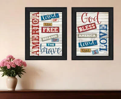 Homezia Set Of Two American 1 Black Framed Print Wall Art