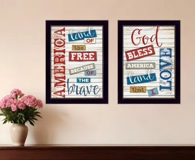 Homezia Set Of Two American 2 Black Framed Print Wall Art
