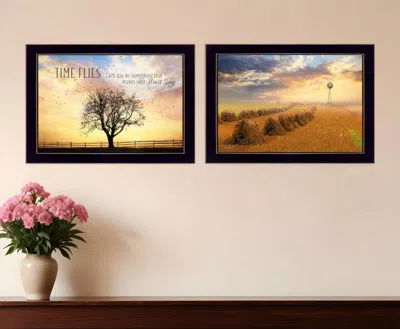 Homezia Set Of Two Amish Country Black Framed Print Wall Art In Multi