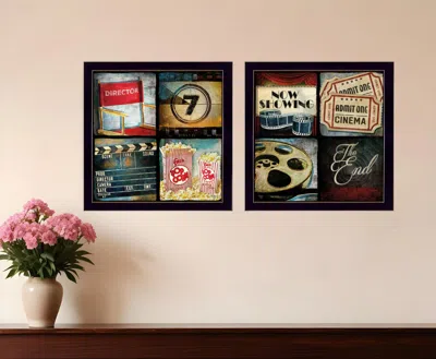 Homezia Set Of Two At The Movies Black Framed Print Wall Art