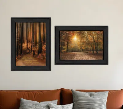Homezia Set Of Two Autumn Black Framed Print Wall Art In Multi