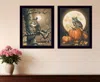 Homezia Set Of Two Autumn Owls Black Framed Print Wall Art