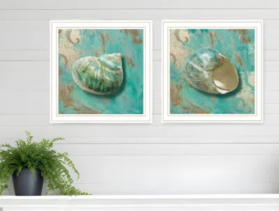 Homezia Set Of Two Azurica I And Sea Ii 2 White Framed Print Wall Art