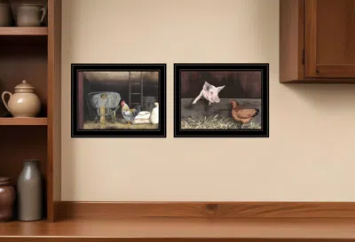 Homezia Set Of Two Bacon And Eggs 2 Black Framed Print Wall Art