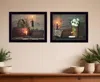 Homezia Set Of Two Baskets And Flowers Black Framed Print Wall Art