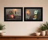 Homezia Set Of Two Baskets And Flowers Black Framed Print Wall Art