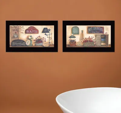 Homezia Set Of Two Bath 1 Black Framed Print Bathroom Wall Art