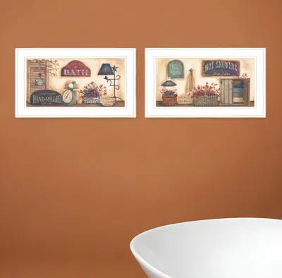 Homezia Set Of Two Bath 2 White Framed Print Bathroom Wall Art