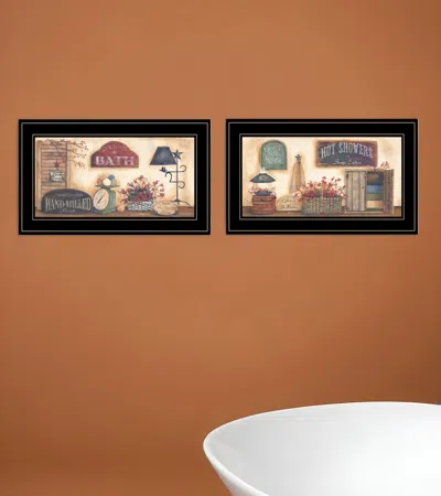 Homezia Set Of Two Bath 4 Black Framed Print Bathroom Wall Art
