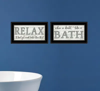 Homezia Set Of Two Bath Relax 2 Black Framed Print Bathroom Wall Art