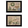 Homezia Set Of Two Bath Time 2 Black Framed Print Bathroom Wall Art