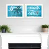 Homezia Set Of Two Beach Life 4 White Framed Print Wall Art