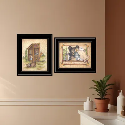 Homezia Set Of Two Bear Or Still Waiting 2 Black Framed Print Wall Art