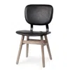 Homezia Set Of Two Black And Brown Upholstered Faux Leather Open Back Side Chairs