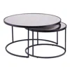 Homezia Set Of Two Black And Silver Mirrored Round Nested Coffee Table Set